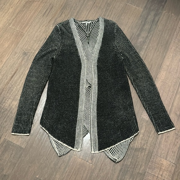 ❤️BKE❤️Flyaway Open Weave Cardigan Sweater - Black, Gray - Picture 2 of 7